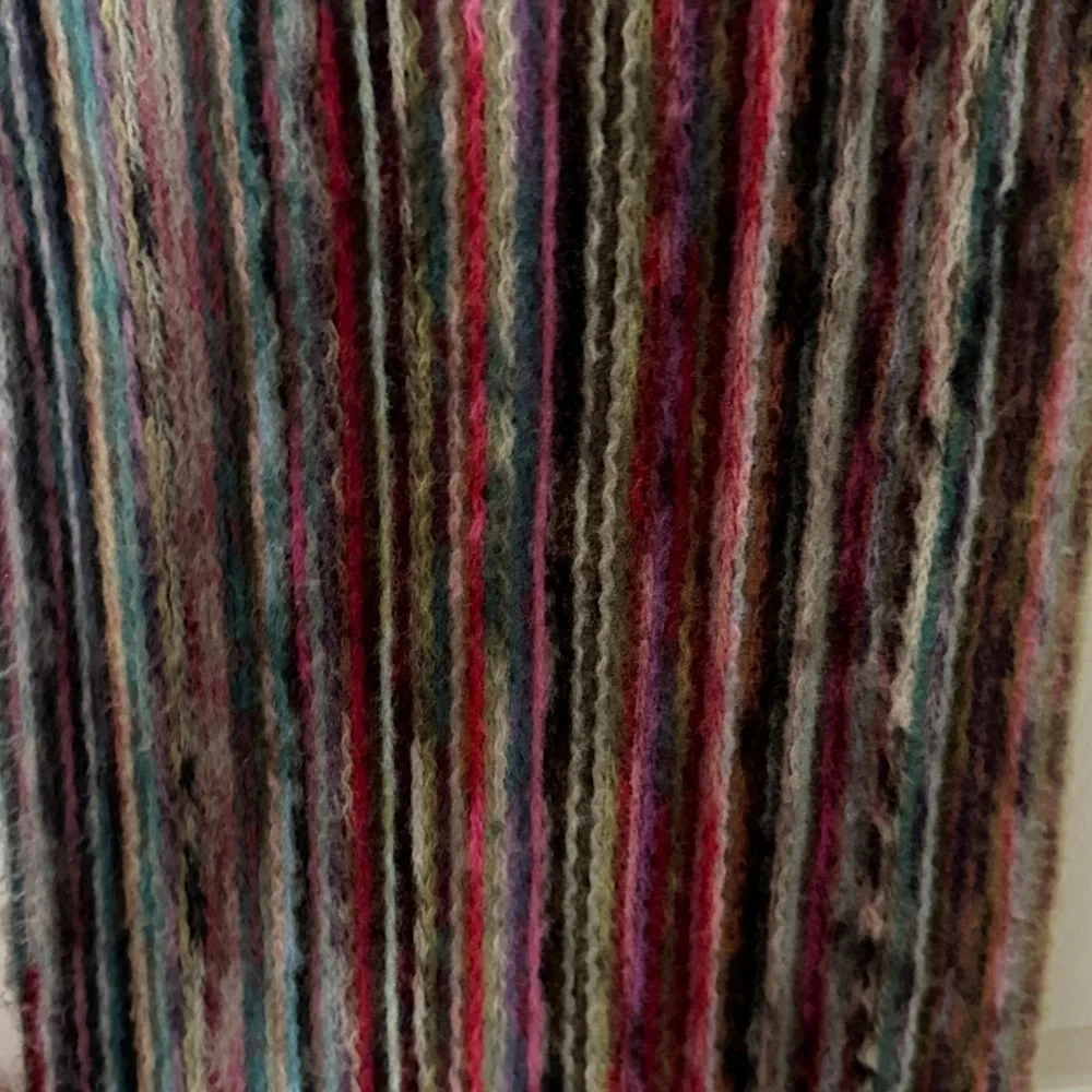 Vintage multicolor, wool scarf with fringe